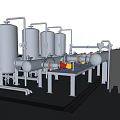 Industrial Equipment Setup With Piping Networks Storage Tanks And Control Valves