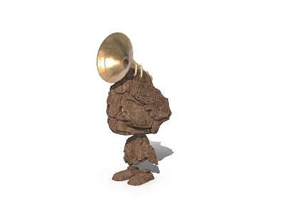 Game Movie Character With Stone Like Body And Golden Horn Head In Cartoon Style 3d model