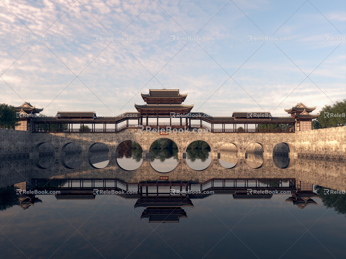 Chinese style corridor bridge Chinese style ancient building corridor bridge pavilion corridor Chinese style corridor Chinese style bridge bridge 3d model