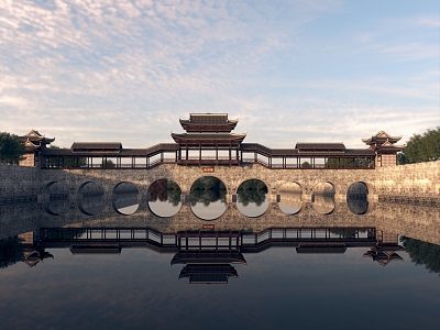 Chinese style corridor bridge Chinese style ancient building corridor bridge pavilion corridor Chinese style corridor Chinese style bridge 3d model