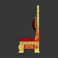 Luxury Ornate Carved Golden Royal Throne With Comfortable Red Velvet Seat And Exquisite Backrest