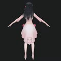 Elegant Woman In Pink Lace Dress With Floral Headpiece And Standing Pose