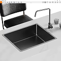 Modern Double Bowl Stainless Steel Sink with Tall Faucet and Glass Cups on Countertop