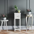 Garden Decorative Plant Stands With White Tables Green Plants Gray Wall And Wooden Floor