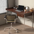 Middle style desk and chair combination 3d model