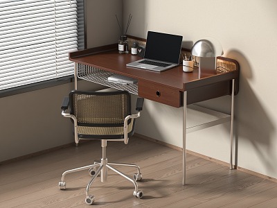 Middle style desk and chair combination 3d model