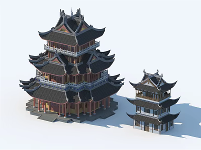 Chinese-style Tower Ancient Tower 3d model