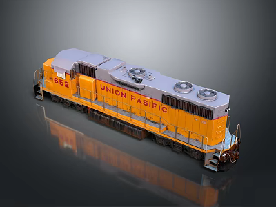 Union Pacific Orange And Gray Train Model With Number 666 3d model