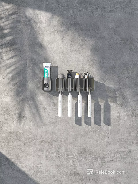 Modern Wall Mounted Bathroom Cabinet Rack With Toothbrushes Toothpaste And Storage Cups 3d model