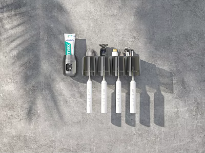 Modern Wall Mounted Bathroom Cabinet Rack With Toothbrushes Toothpaste And Storage Cups 3d model