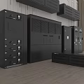 Modern Industrial Equipment Control Cabinet Units With Black Panels And Ventilation Grilles