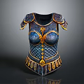 Intricate Decorative Chest Armor Featuring Blue Gold Accents And Scaled Patterns 3d model