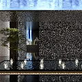 Luxurious Modern Club Lobby With Lounge Area Water Fountain And Marble Flooring