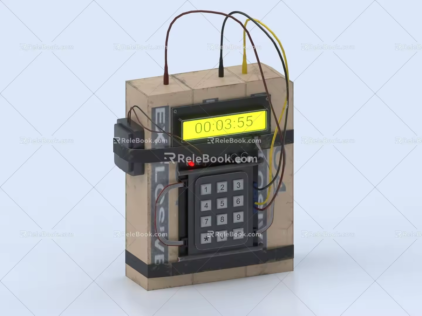 Package Bomb C4 Time Bomb Explosive Detonator 3d model