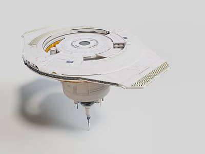 Space Station Component Featuring Circular Platform Extended Modules And Base Support 3d model