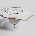 Space Station Component Featuring Circular Platform Extended Modules And Base Support