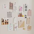 Creative Wall Collage With Artworks Photos And Decorative Cards Using Clips