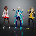 Game And Movie Characters In Dynamic Action Poses With Colorful Outfits And Accessories
