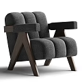 Gray Upholstered Single Sofa With Modern Wooden Frame And Minimalist Comfortable Design