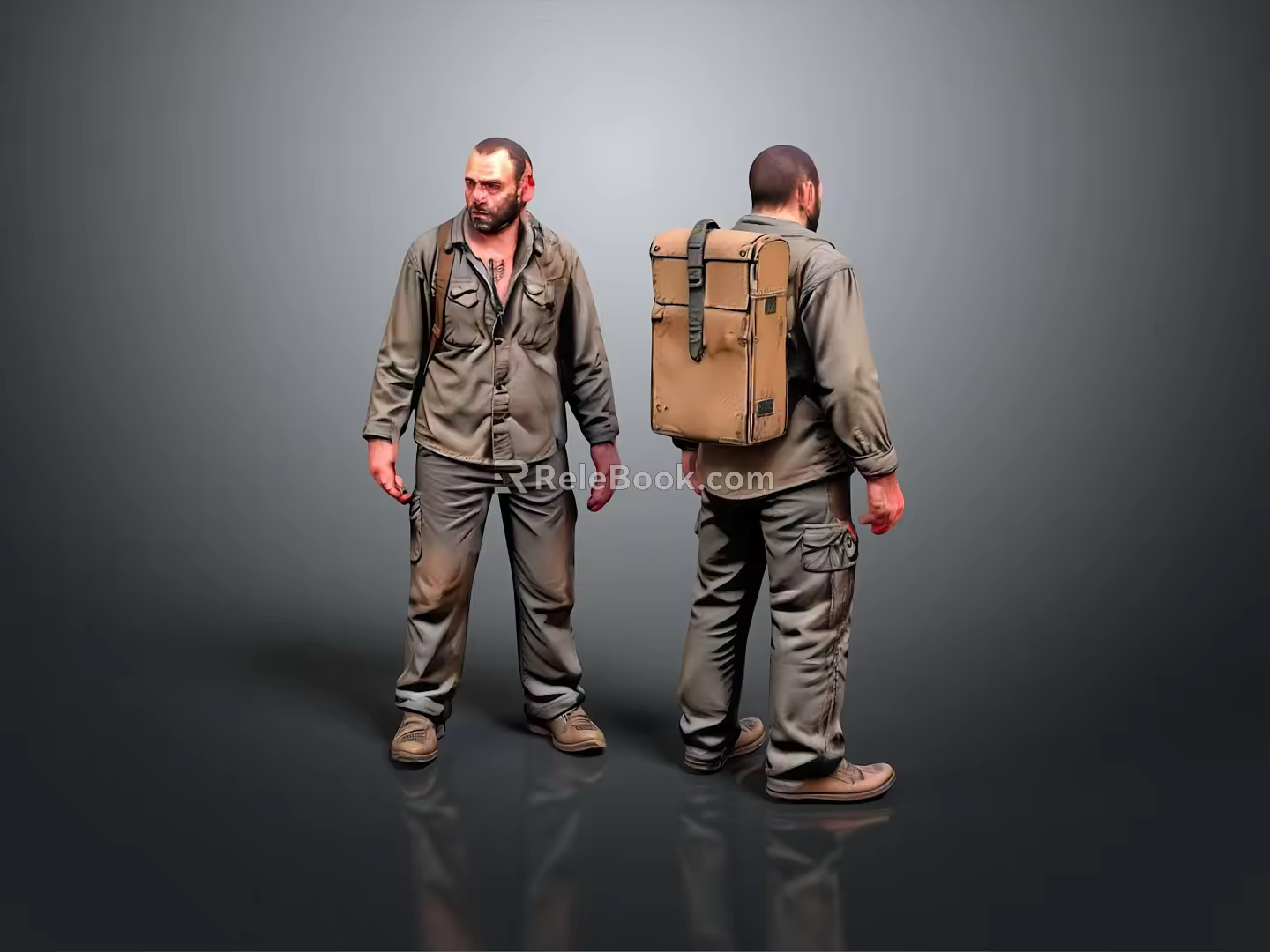 Worker European worker mechanic builder repairman miner digger modern figure 3d model