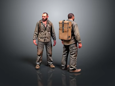 Worker European worker mechanic builder repairman miner digger modern figure 3d model