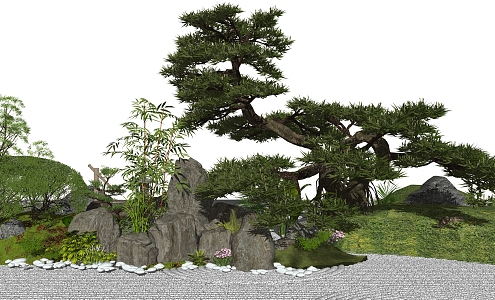 New Chinese style landscape sketch landscape sketch courtyard landscape stone 3d model