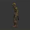 Goblin Creature 3D Model With Green Skin Pointed Ears Red Loincloth And Strapped Boots