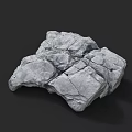 Natural Gray Rock Formation With Cracked Surface And Irregular Rough Texture 3d model