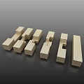 Abstract Interconnected Wooden Blocks Forming Modern Geometric Sculpture on Circular Base