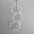 Branch Shaped Chandelier With Small White Lights And Black Branches For Modern Home Decor