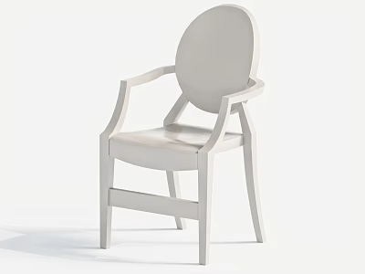 Minimalist White Dining Chair With Round Backrest Armrests And Wooden Sleek Legs 3d model