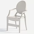 Minimalist White Dining Chair With Round Backrest Armrests And Wooden Sleek Legs