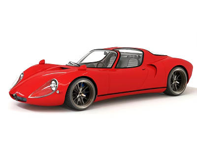 Red Vintage Sports Car With Sleek Body Design Black Wheels And Classic Retro Styling 3d model