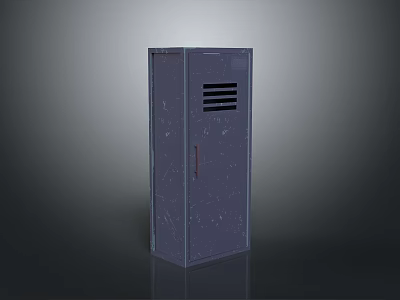 Gray Metal Storage Cabinet With Sleek Design Ventilation Slots And Door Handle 3d model
