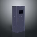 Gray Metal Storage Cabinet With Sleek Design Ventilation Slots And Door Handle