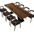 Elegant Modern Dining Chairs With Wooden Frame Black Cushions And Rectangular Table 3d model