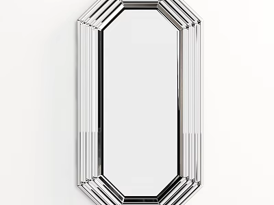 Contemporary Silver Mirror With Geometric Striped Frame For Home Wall Decor 3d model