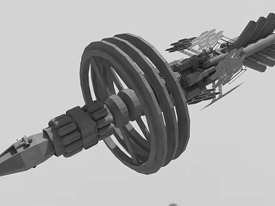 Detailed Mechanical 3D Model With Large Wheels Geared Components And Arm 3d model