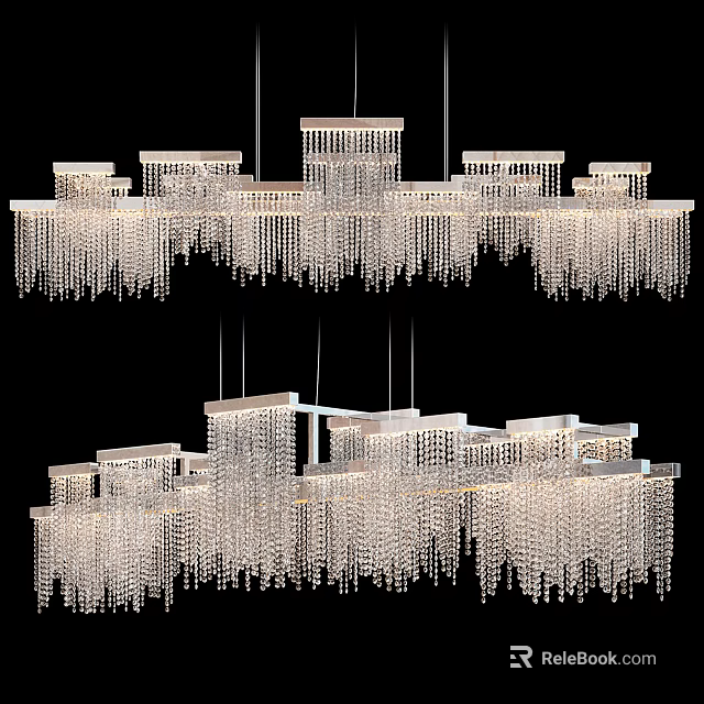 Modern Crystal Chandeliers Featuring Hanging Fringe Design for Elegant Interior Decor 3d model 