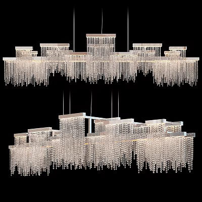 Modern Crystal Chandeliers Featuring Hanging Fringe Design for Elegant Interior Decor 3d model