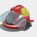 Red Firefighter Helmet With Transparent Visor And Yellow Accent Safety Gear