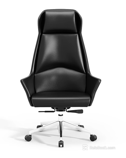 Modern Leather Office Chair With High Back Adjustable Design And Metal Base Rolling Casters 3d model 