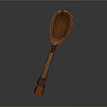 Carved Wooden Spoon With Red Wrapped Handle For Kitchen Utensil Set