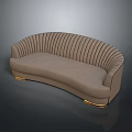 Modern Beige Curved Sectional Sofa With Striped Design And Golden Legs