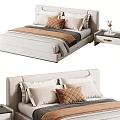 Double bedside table lamp bed pillow cushion 3d model