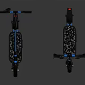 Two Electric Scooters Folded And Unfolded Black Blue Design With Wheels And Deck