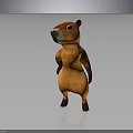Standing Orange Marmot 3D Rendered Image With Brown Paws Black Nose On Gray Background