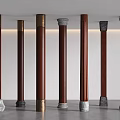 Decorative Brown Columns Featuring Various Designs Gold Gray Bases And Tops 3d model