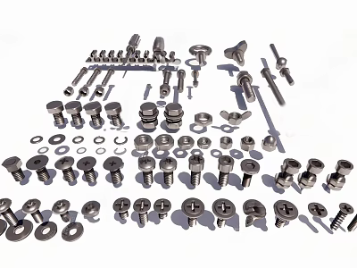 Assorted Hardware Tools Collection Featuring Bolts Nuts Screws And Washers 3d model
