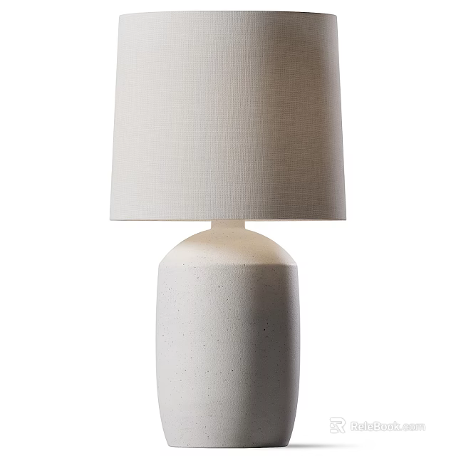 Modern Floor Lamp With Linen Shade And White Ceramic Base 3d model 